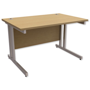 Trexus Contract Plus Cantilever Desk Rectangular Silver Legs W1200xD800xH725mm Oak