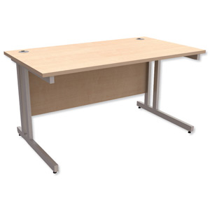 Trexus Contract Plus Cantilever Desk Rectangular Silver Legs W1400xD800xH725mm Maple