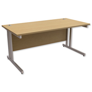 Trexus Contract Plus Cantilever Desk Rectangular Silver Legs W1600xD800xH725mm Oak