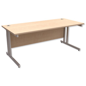 Trexus Contract Plus Cantilever Desk Rectangular Silver Legs W1800xD800xH725mm Maple