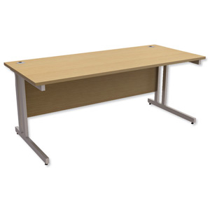 Trexus Contract Plus Cantilever Desk Rectangular Silver Legs W1800xD800xH725mm Oak