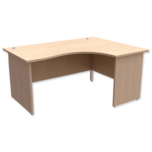 Trexus Classic Radial Desk Panelled Right Hand W1600xD1200xH725mm Maple