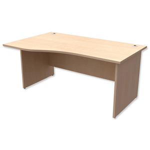 Trexus Classic Wave Desk Panelled Left Hand W1600xD1000-800xH725mm Maple