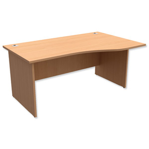 Trexus Classic Wave Desk Panelled Right Hand W1600xD1000-800xH725mm Beech