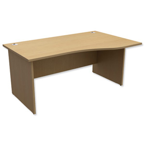 Trexus Classic Wave Desk Panelled Right Hand W1600xD1000-800xH725mm Oak