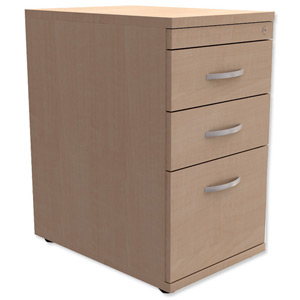 Trexus Filing Pedestal Desk-High 3-Drawer W400xD600xH725mm Maple