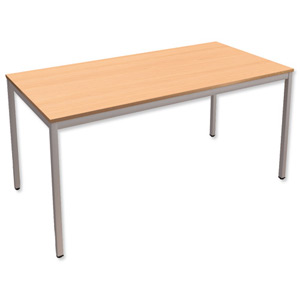 Trexus Rectangular Table with Silver Legs 18mm Top W1500xD750xH725mm Beech