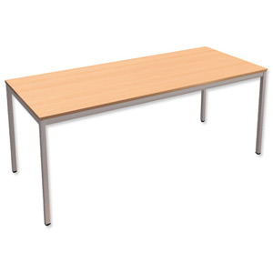 Trexus Rectangular Table with Silver Legs 18mm Top W1800xD750xH725mm Beech