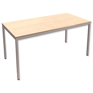 Trexus Rectangular Office Table with Silver Legs 18mm Top W1500xD750xH725mm Maple