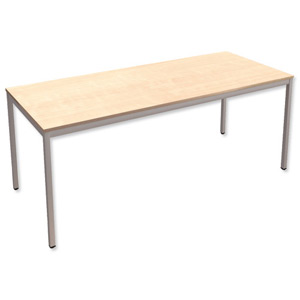 Trexus Rectangular Office Table with Silver Legs 18mm Top W1800xD750xH725mm Maple