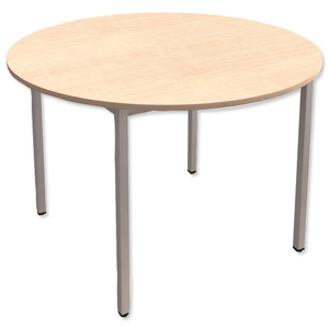 Trexus Circular Table with Silver Legs 18mm Top Dia1100xH725mm Maple