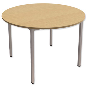 Trexus Circular Table with Silver Legs 18mm Top Dia1100xH725mm Oak