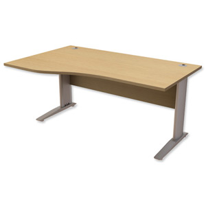 Trexus Premier Cantilever Wave Desk Left Hand W1600xD1000-800xH725mm Oak