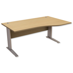 Trexus Premier Cantilever Wave Desk Right Hand W1600xD1000-800xH725mm Oak