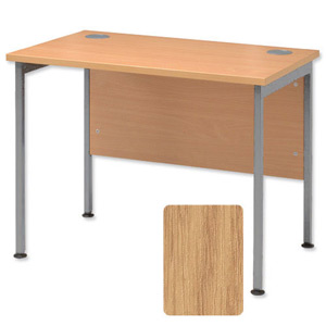 Sonix Traditional Return Desk Silver Legs W1000xD600xH720mm Oak