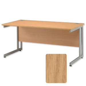 Sonix System Desk Rectangular Silver Legs W1400xD800xH720mm Oak Ref 35