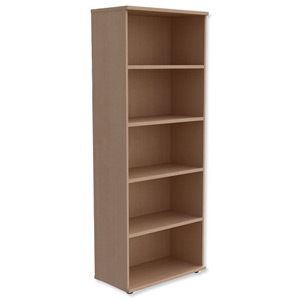 Trexus Tall Bookcase with Adjustable Shelves and Floor-leveller Feet W800xD420xH2053mm Maple