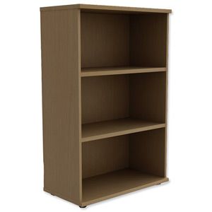 Trexus Medium Bookcase with Adjustable Shelves and Floor-leveller Feet W800xD420xH1253mm Oak