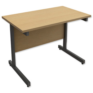 Trexus Contract Rectangular Return Desk Graphite Legs W1000xD600xH720mm Oak