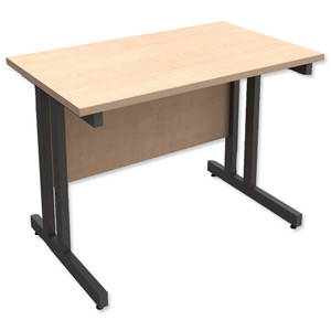 Trexus Contract Plus Cantilever Rectangular Return Desk Graphite Legs W1000xD600xH725mm Maple
