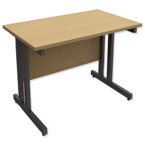 Trexus Contract Plus Cantilever Rectangular Return Desk Graphite Legs W1000xD600xH725mm Oak