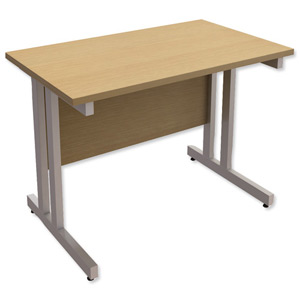 Trexus Contract Plus Cantilever Rectangular Return Desk Silver Legs W1000xD600xH725mm Oak