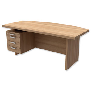 Adroit Virtuoso Executive Desk Bow Fronted with Left Hand Pedestal W1800xD710-930xH750mm Cherry Marbella