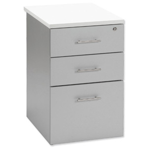 Tercel Eyas Desk-High Filing Pedestal 3-Drawer W400xD600xH725mm White Silver