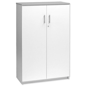 Tercel Eyas Medium Cupboard with Lockable Doors W800xD400xH1300mm White