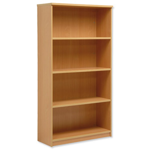 Sonix Tall Bookcase with Adjustable Shelves and Floor-leveller Feet W1000xD400xH1830mm Beech
