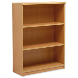 Sonix Medium Bookcase with Adjustable Shelves and Floor-leveller Feet W100xD400xH1330 Beech