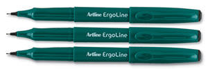 Artline Ergoline Fineliner Pen Ergonomic Grip 0.4mm Tip 0.4mm Line Black Ref ERG34001 [Pack 12]