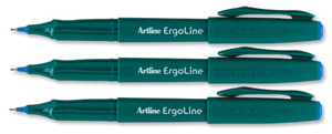 Artline Ergoline Fineliner Pen Ergonomic Grip 0.4mm Tip 0.4mm Line Blue Ref ERG34003 [Pack 12]