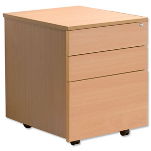 Sonix Mobile Filing Pedestal Tall Under-desk 3-Drawer W400xD600xH675mm Beech