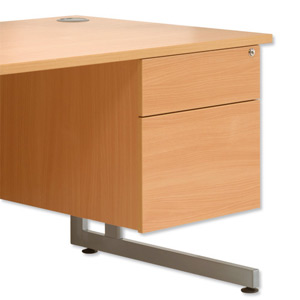 Sonix 2D Fixed Filing Pedestal for Under-desk 2-Drawer W400xD525xH490mm Beech