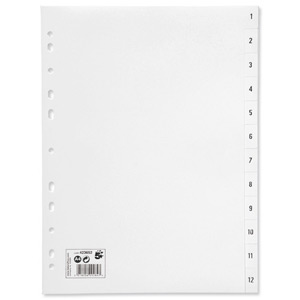 5 Star Index Multipunched 120 micron Polypropylene 1-12 A4 White