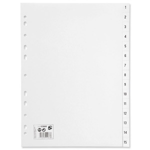 5 Star Index Multipunched 120 micron Polypropylene 1-15 A4 White