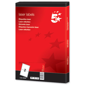 5 Star Addressing Labels Laser 2 per Sheet 199.6x143.5mm White [200 Labels]