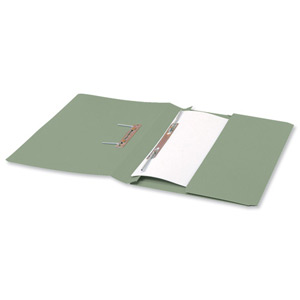 5 Star Transfer Spring File with Pocket 315gsm 38mm Foolscap Green [Pack 25]