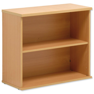 Sonix Bookcase Desk-high with Adjustable Shelf and Floor-leveller Feet W800xD330xH720mm Beech