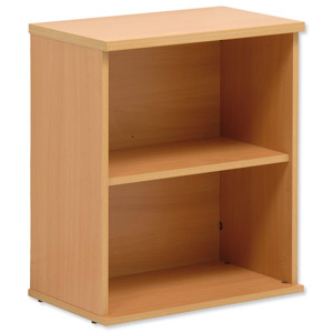 Sonix Bookcase Desk-high with Adjustable Shelf and Floor-leveller Feet W600xD330xH720mm Beech