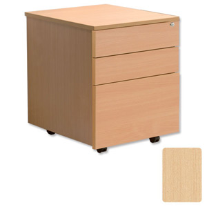 Sonix Mobile Filing Pedestal Tall Under-desk 3-Drawer W400xD600xH675mm Maple