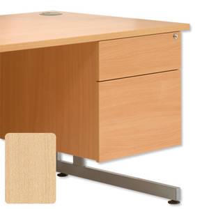 Sonix 2D Fixed Filing Pedestal for Under-desk 2-Drawer W400xD525xH490mm Maple