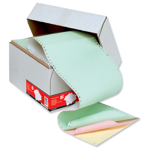5 Star Listing Paper 4-Part NCR Perforated 56/53/53/57gsm 11inchx241mm Plain 4 Colours [500 Sheets]