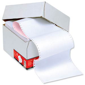 5 Star Listing Paper 2-Part NCR Perforated 56/57gsm 11inchx241mm Plain White/Pink [1000 Sheets]