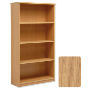 Sonix Tall Bookcase with Adjustable Shelves and Floor-leveller Feet W1000xD400xH1830mm Oak