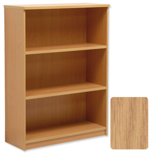 Sonix Medium Bookcase with Adjustable Shelves and Floor-leveller Feet W100xD400xH1330 Oak