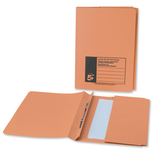 5 Star Flat File with Pocket Recycled Manilla 315gsm 38mm Foolscap Orange [Pack 25]