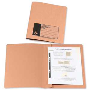 5 Star Flat File Recycled Manilla 315gsm 38mm Foolscap Orange [Pack 50]
