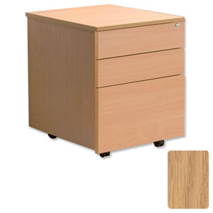 Sonix Mobile Filing Pedestal Tall Under-desk 3-Drawer W400xD600xH675mm Oak